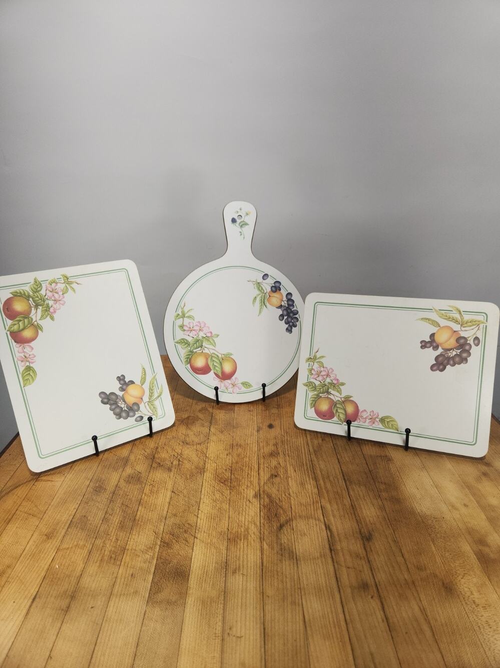 Royal Doulton Vintage Orchard Fruit Cork Table Mats Trivet Serving Board 3pc Set